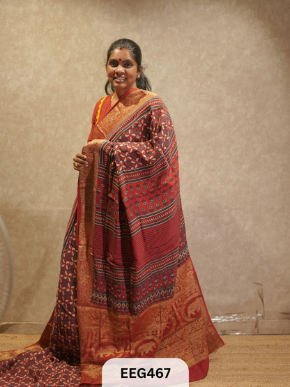 AJRAKH DOLA SILK SAREE
