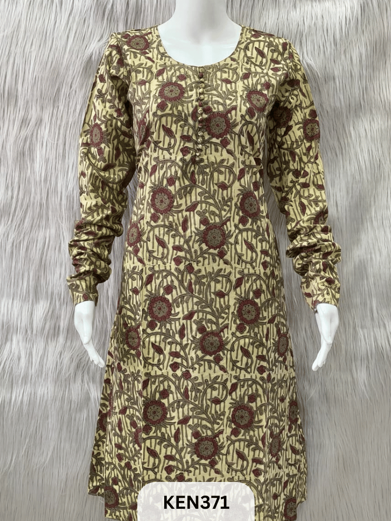 COTTON VANASPATHI A-LINE KURTI WITH POCKET