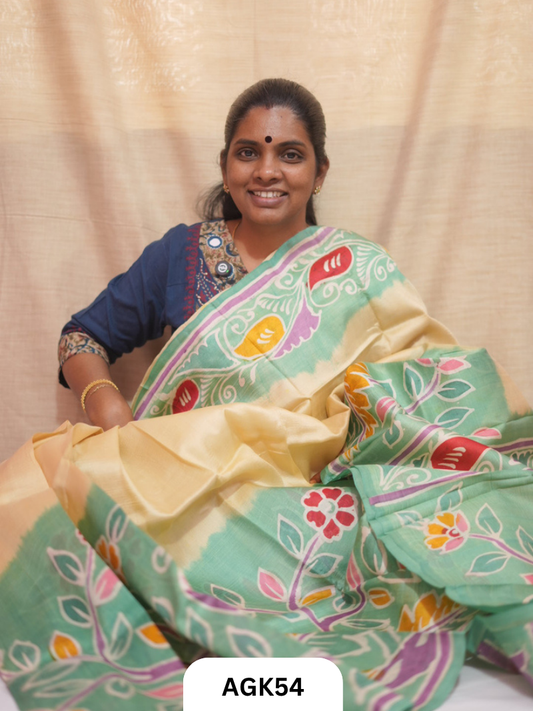 Premium Murshidabad 3-Ply Silk Hand Batik Saree – Silk Mark Certified