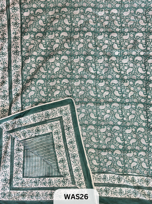 PREMIUM HAND BLOCK PRINTED JAIPURI COTTON 3 LAYER SIZE-90×108 KING SIZE