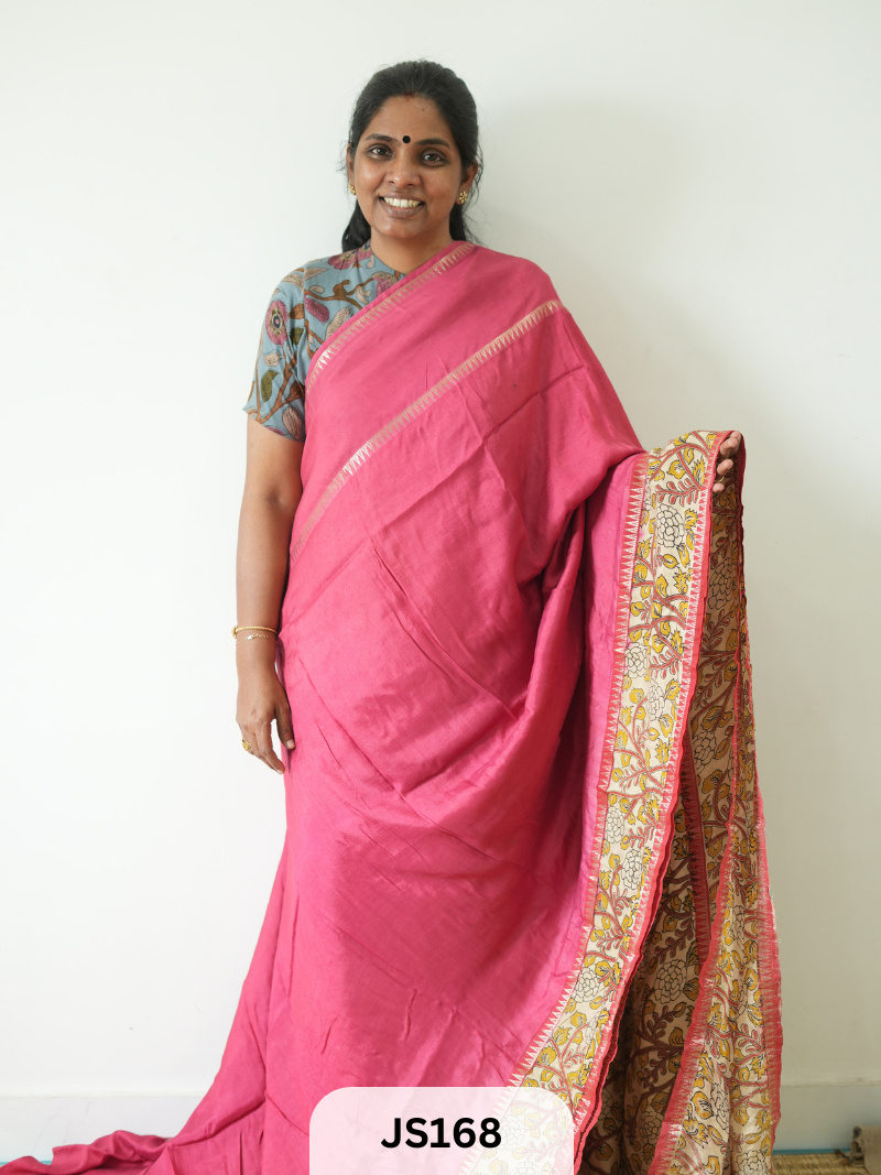 KALAMKARI X MANGALAGIRI FUSION SAREE -  SINGLE BORDER