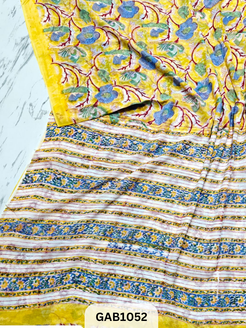 Premium Hand Block Printed Georgette Sarees with Blouse