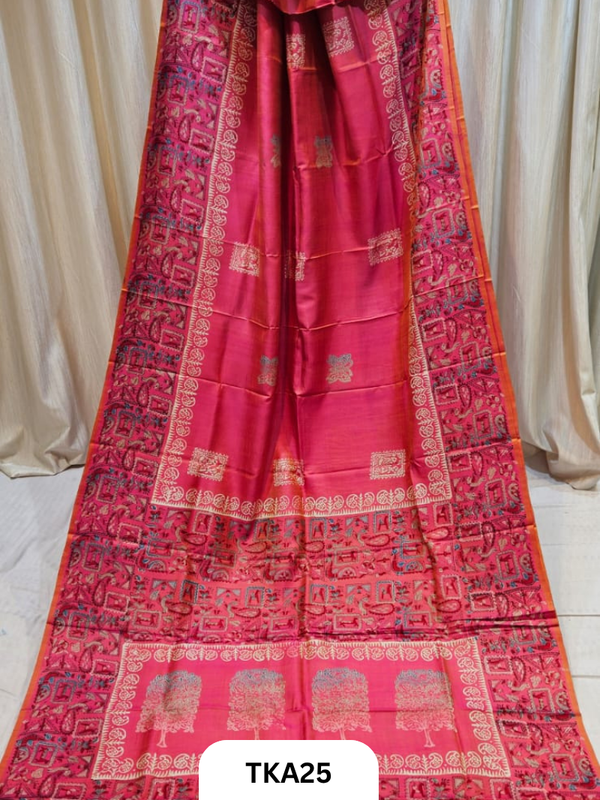 Pure Bishnupuri Silk Dual Shade Handblock