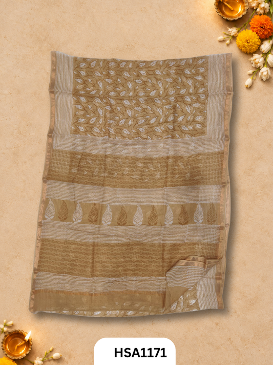 Hand Block Printed Kota Doriya Saree with Blouse