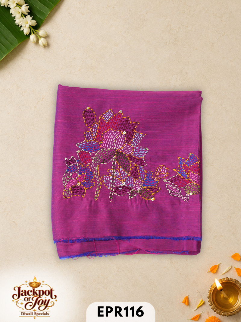 Raw silk with Kantha Blouse