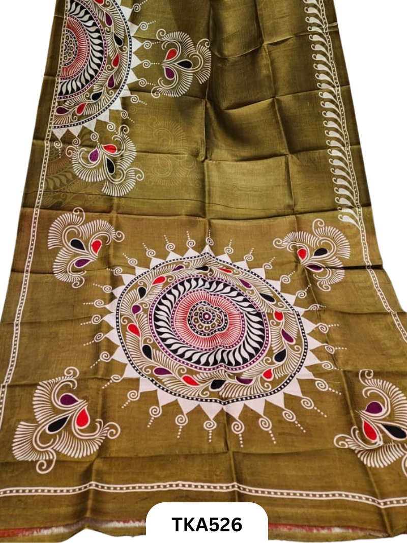 Murshidabad Silk Block Printing Saree