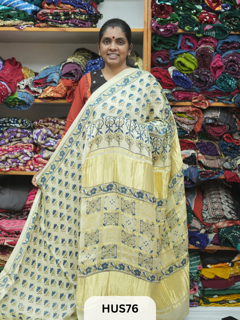 VISCOSE AJRAKH WITH GHARCHOLA PALLU