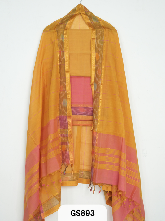 Pure Handloom Mangalgiri Pochampalli 3-Piece Suit