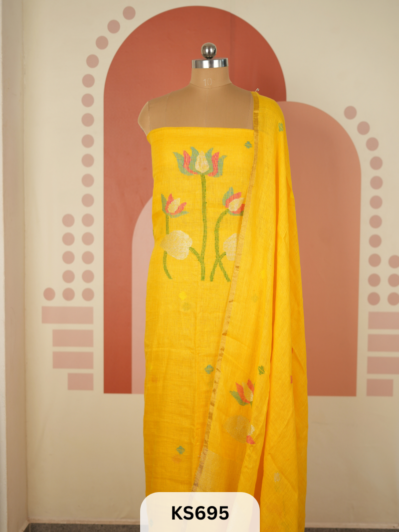 JAMDHANI LINEN TOP WITH DUPATTA