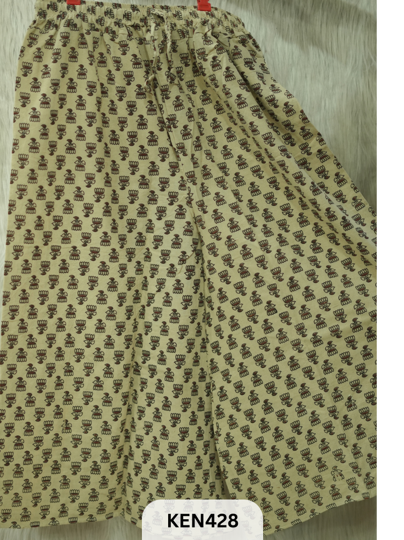 PLAZO HANDBLOCK PANT-FREE SIZE(22 to 40 INCH)