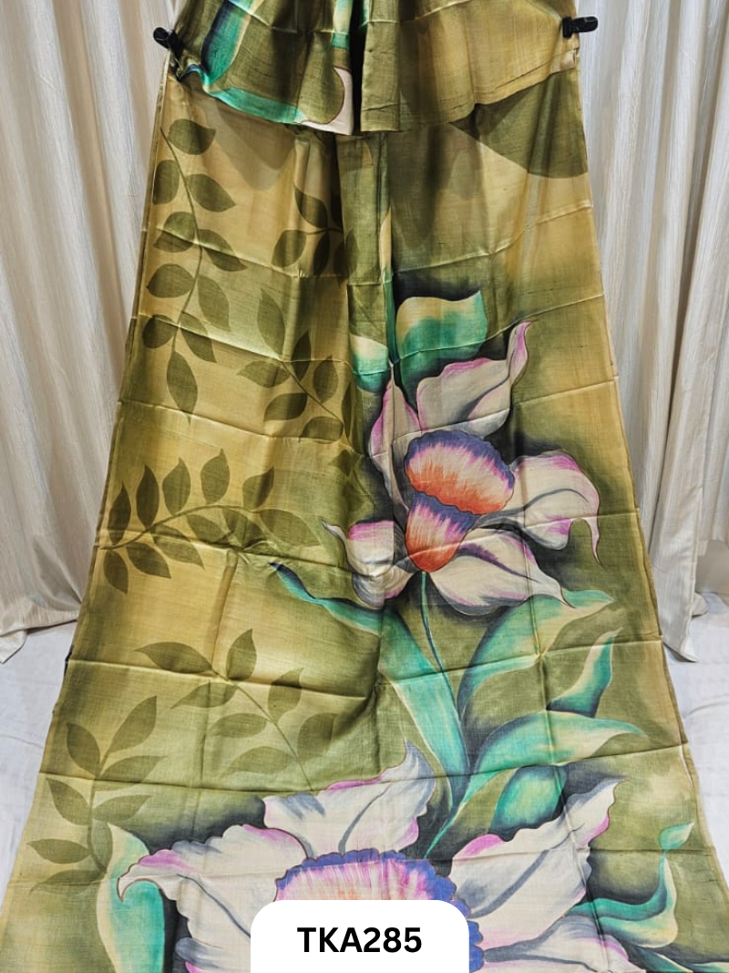 PURE HANDOWEN TUSSAR HAND PAINTED SAREE