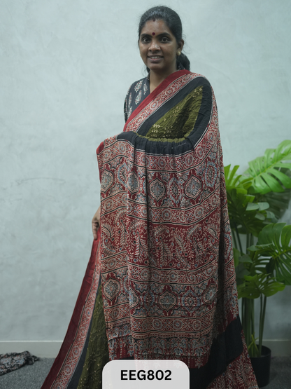 MODAL AJRAKH BANDHEJ SAREE