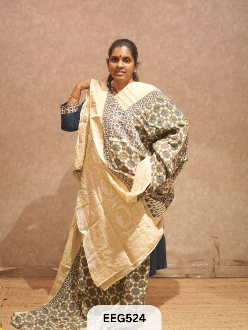 AJRAKH DOLA SILK SAREE