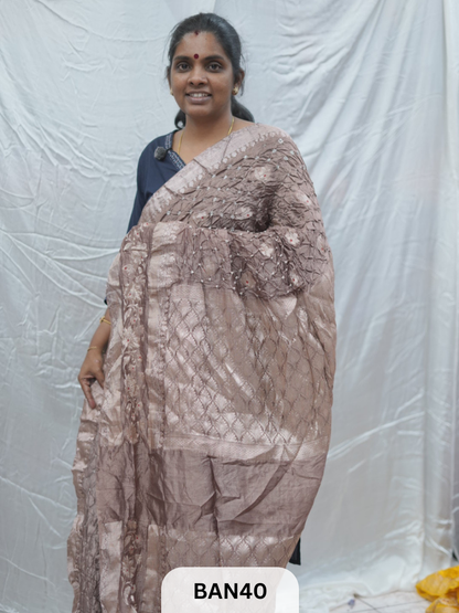 PURE RAW SILK WITH MEENAKARI BUTTA BANDHINI SAREE