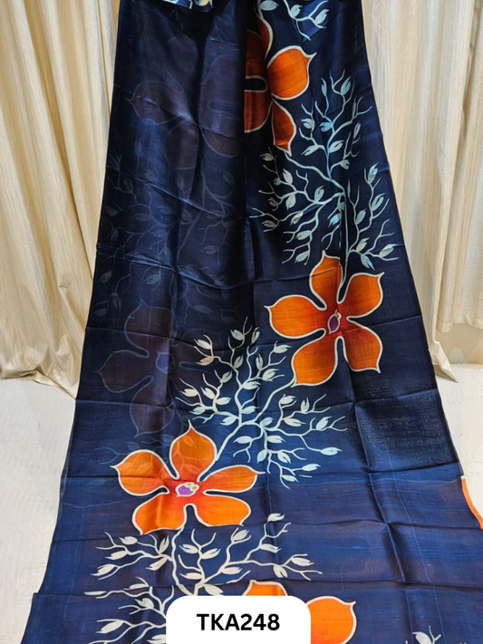 Murshidabad Silk Hand Painted Saree