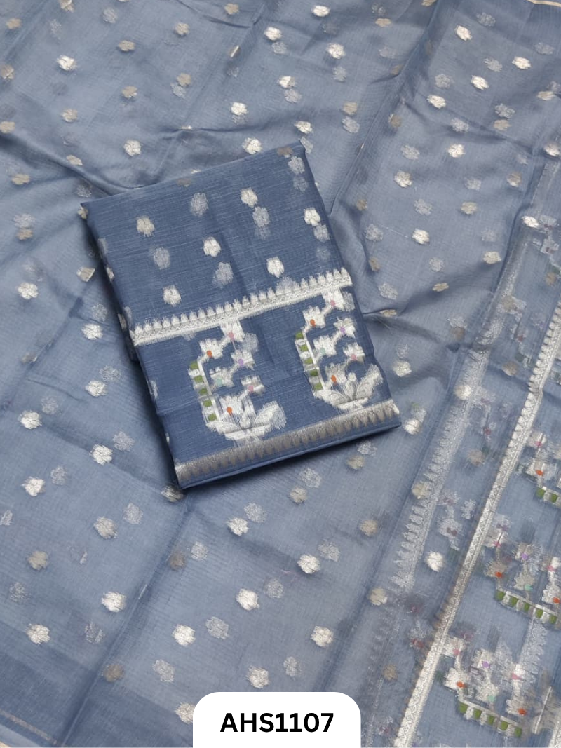 Pure Silk Kota Weaving Two Piece Dress Material  Heavy Weaving Dupatta & Kurta