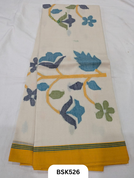 Handloom Pure Mul Cotton With Jamdhani Weave Saree