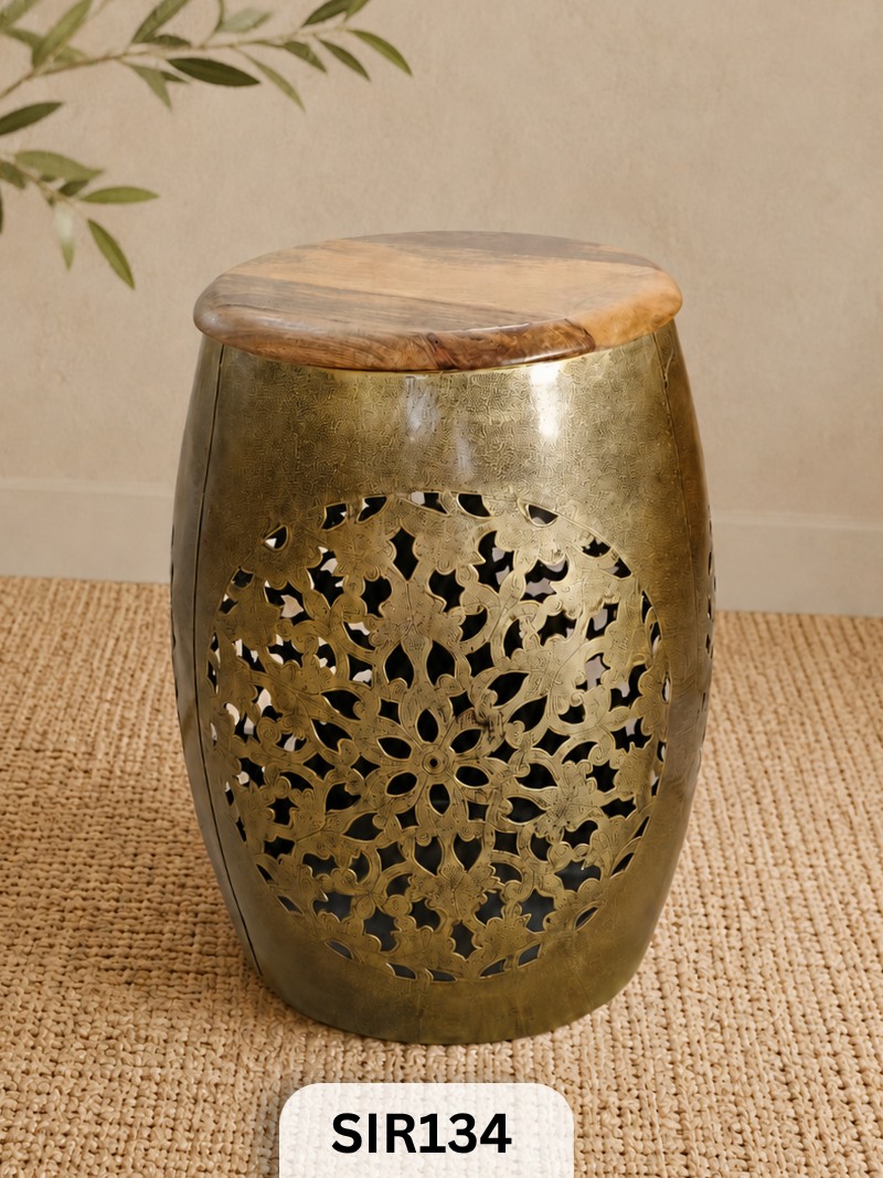 IRON DAMROO STOOL - 33CM DIAMETER  x 44CM HEIGHT