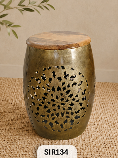 IRON DAMROO STOOL - 33CM DIAMETER  x 44CM HEIGHT