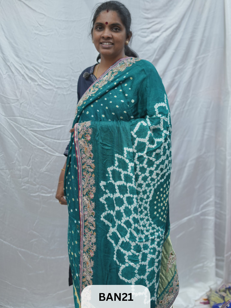 BANDHANI DESIGNER WORK WITH BANDHANI PALLU