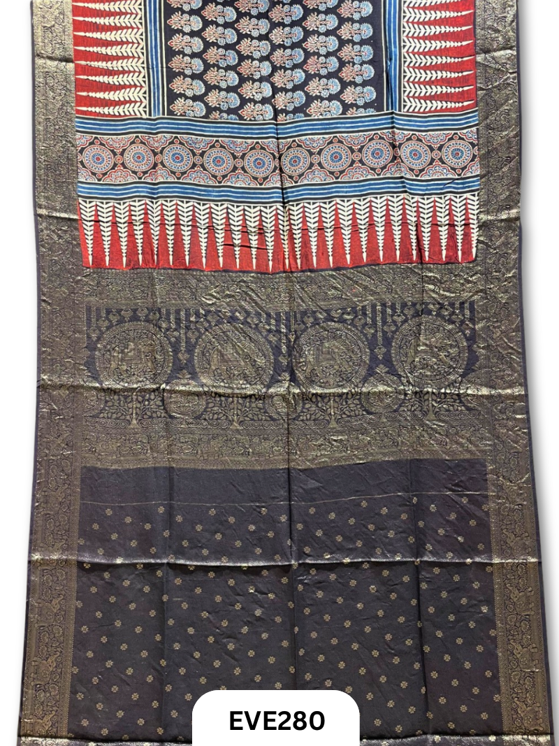 Dola Silk Ajrakh Saree