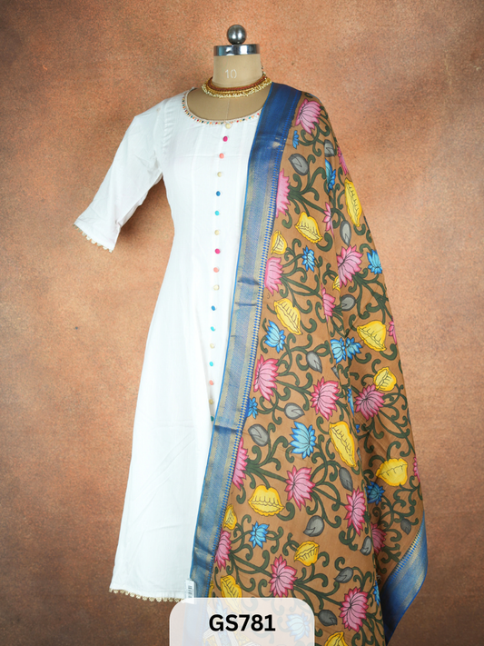 Pen Kalamkari Dupatta (Dupatta only)