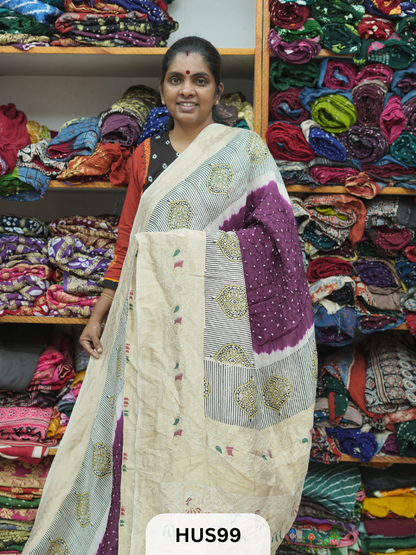 PURE DOLA SILK WITH AJRAKH MINAKARI PALLU