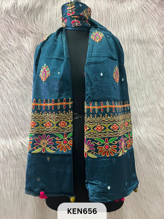 MUSHRU HAND AARI WORK WITH MIRROR WORK STOLE