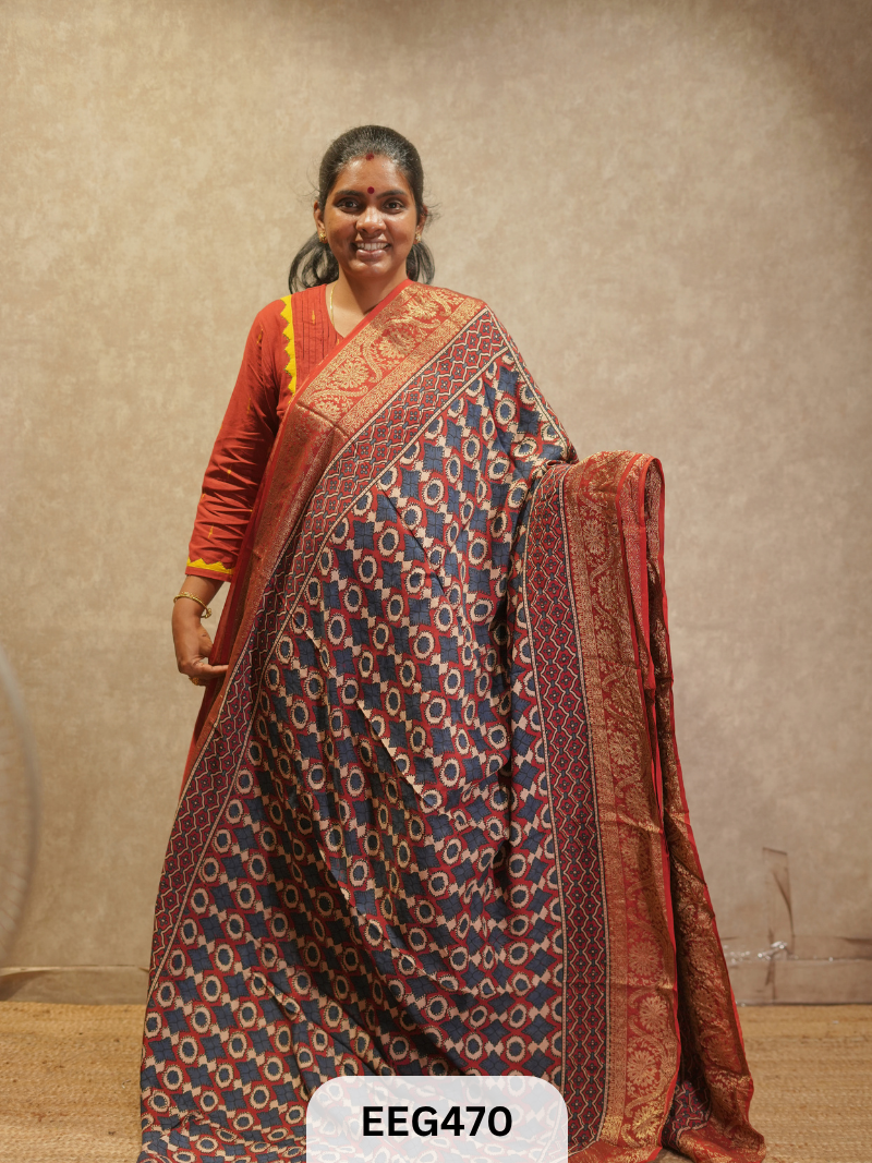 AJRAKH DOLA SILK SAREE
