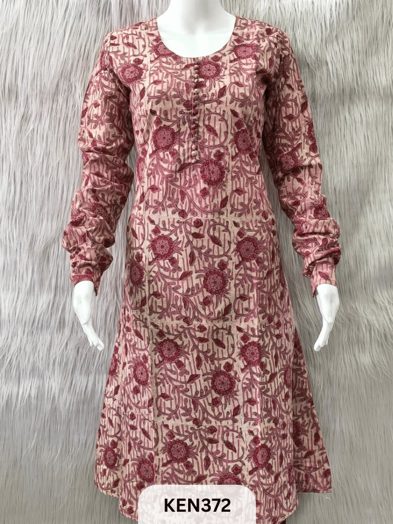 COTTON VANASPATHI A-LINE KURTI WITH POCKET