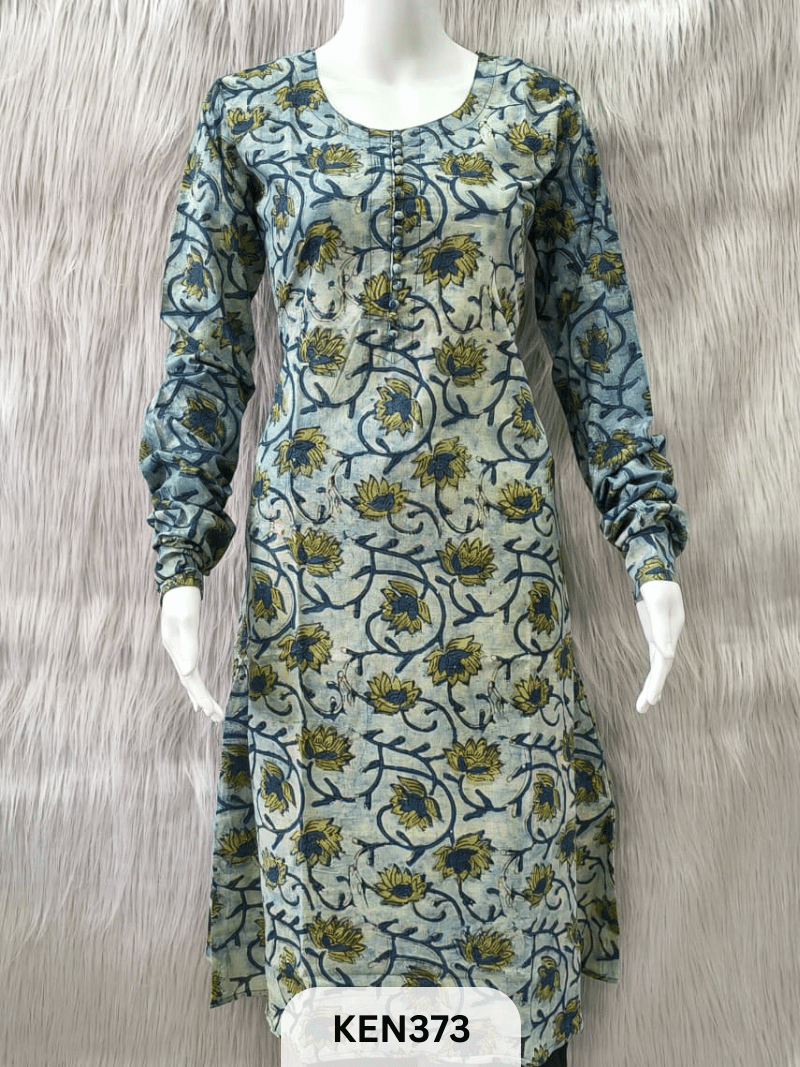 COTTON VANASPATHI A-LINE KURTI WITH POCKET