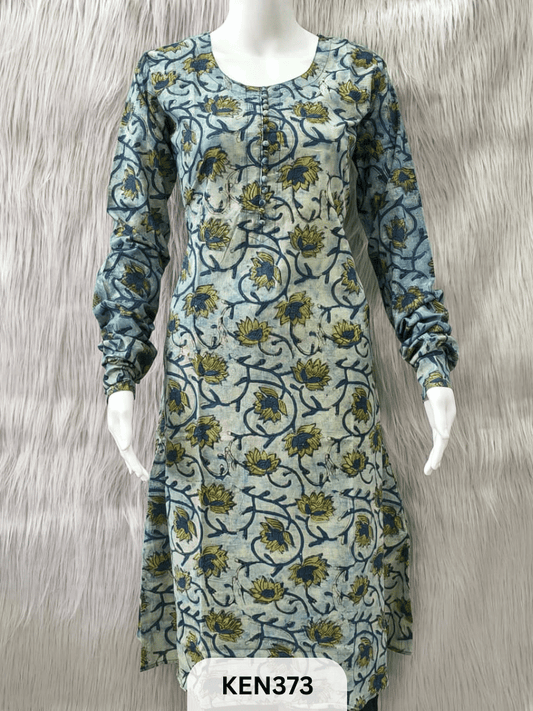 COTTON VANASPATHI A-LINE KURTI WITH POCKET