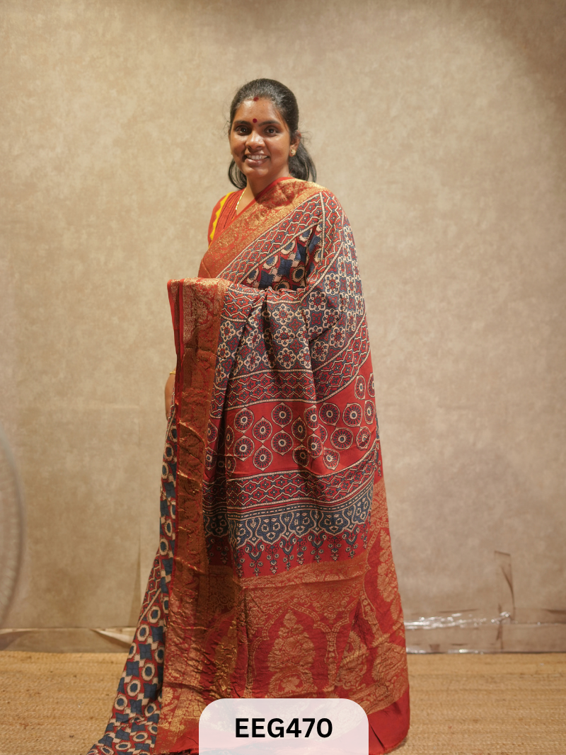AJRAKH DOLA SILK SAREE