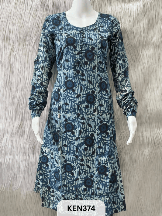 COTTON VANASPATHI A-LINE KURTI WITH POCKET