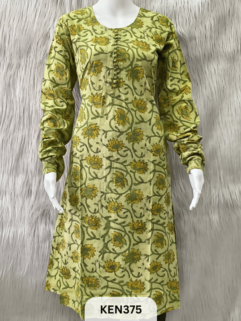 COTTON VANASPATHI A-LINE KURTI WITH POCKET