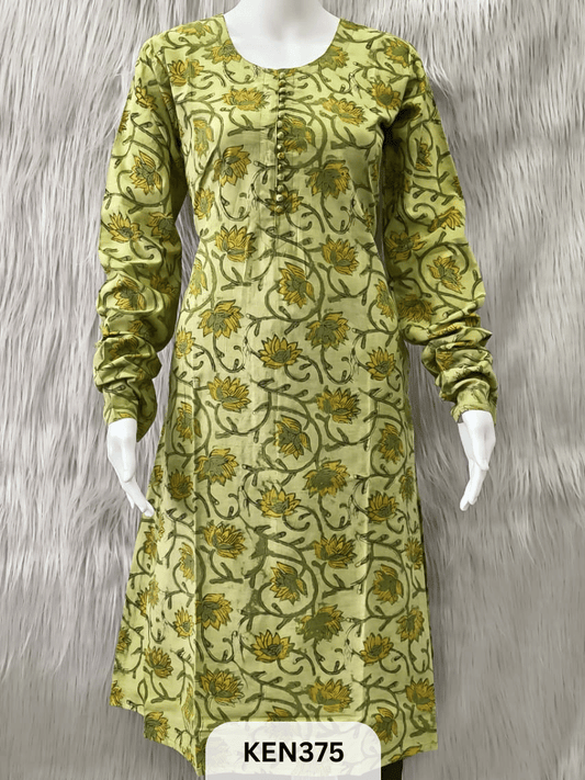 COTTON VANASPATHI A-LINE KURTI WITH POCKET