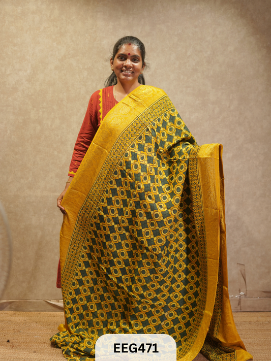 AJRAKH DOLA SILK SAREE