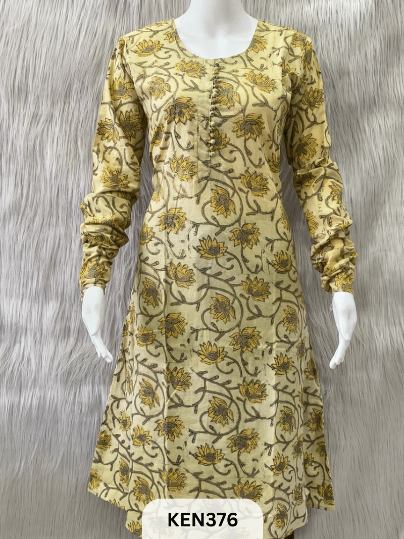COTTON VANASPATHI A-LINE KURTI WITH POCKET