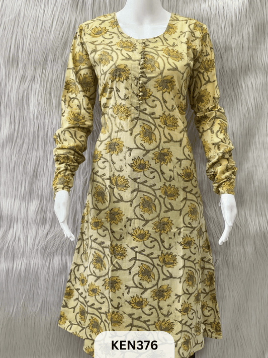 COTTON VANASPATHI A-LINE KURTI WITH POCKET