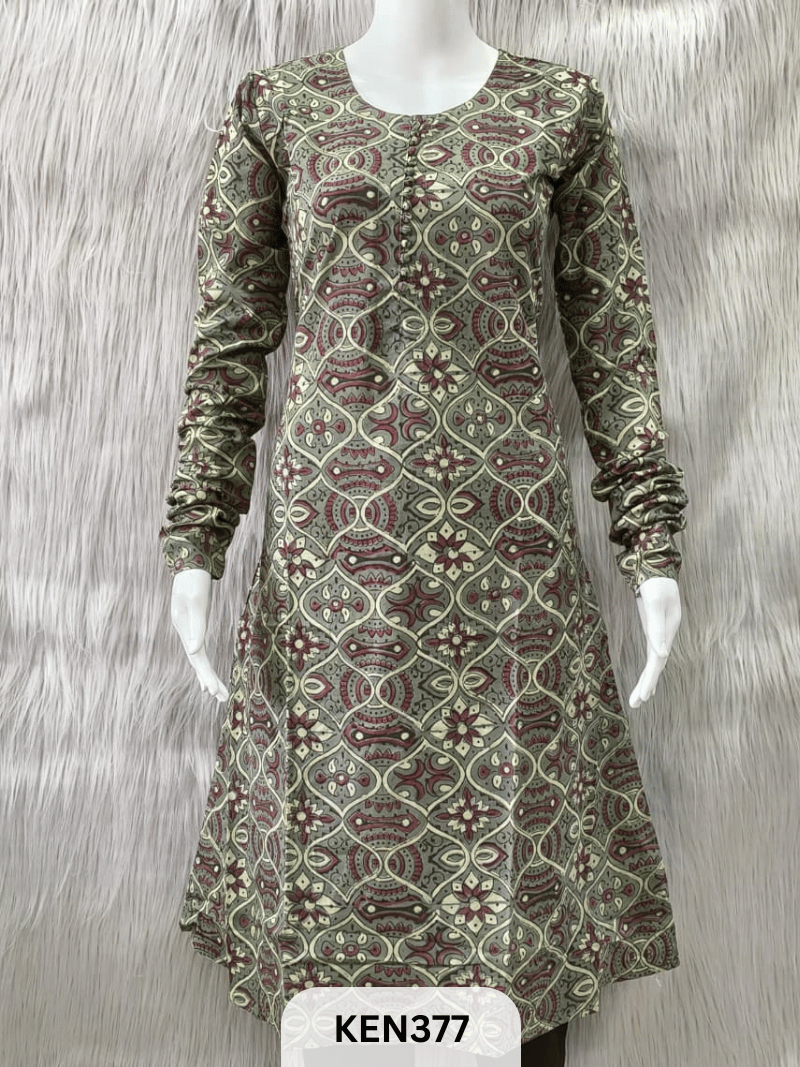 COTTON VANASPATHI A-LINE KURTI WITH POCKET
