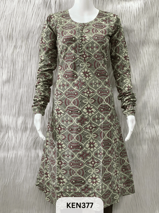 COTTON VANASPATHI A-LINE KURTI WITH POCKET