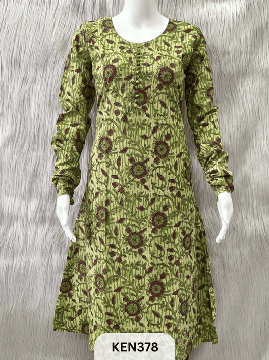 COTTON VANASPATHI A-LINE KURTI WITH POCKET