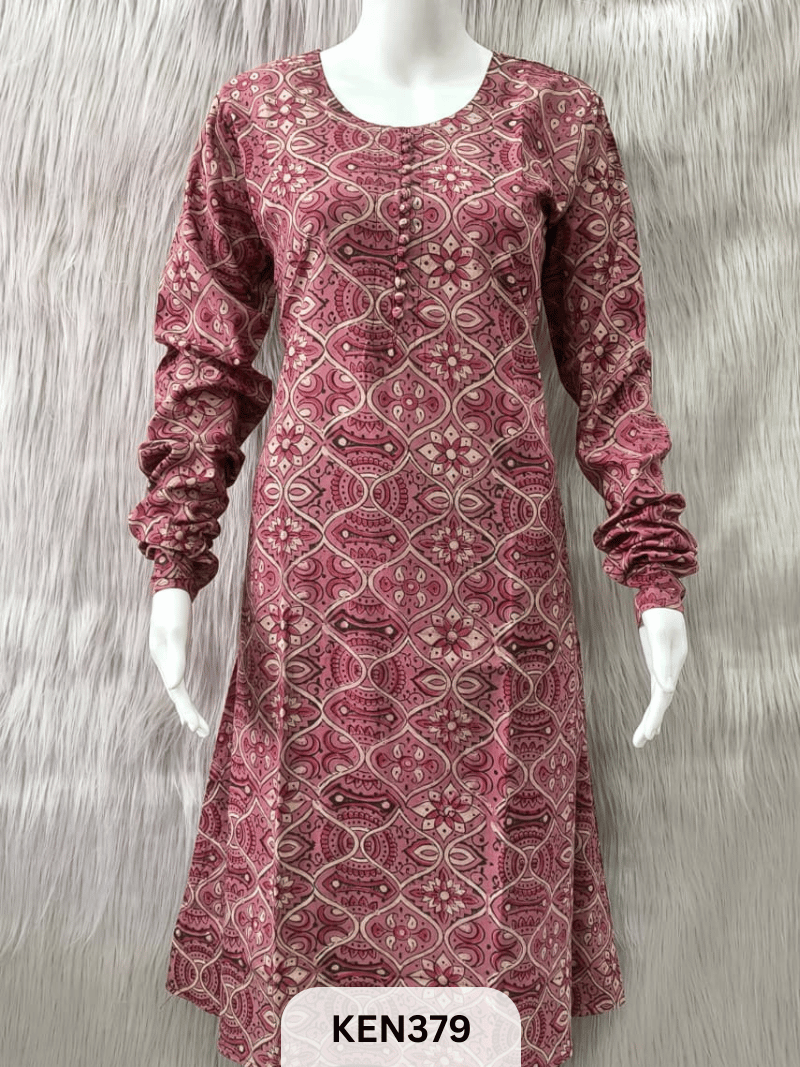 COTTON VANASPATHI A-LINE KURTI WITH POCKET