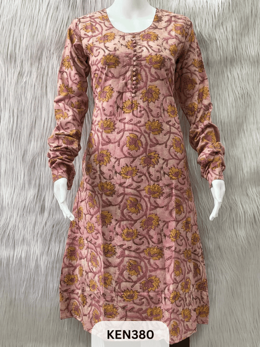 COTTON VANASPATHI A-LINE KURTI WITH POCKET