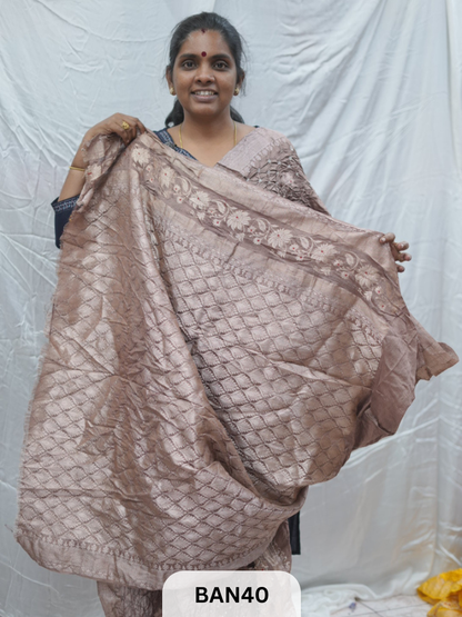 PURE RAW SILK WITH MEENAKARI BUTTA BANDHINI SAREE