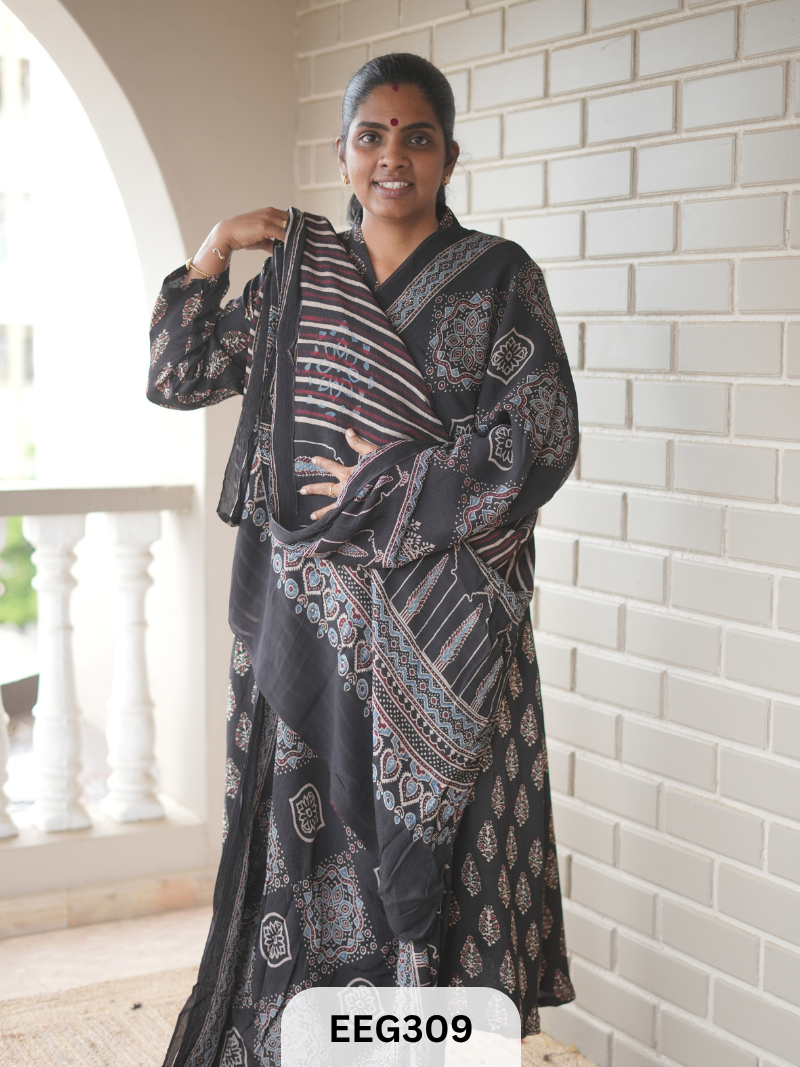AJRAKH CHINON SAREE