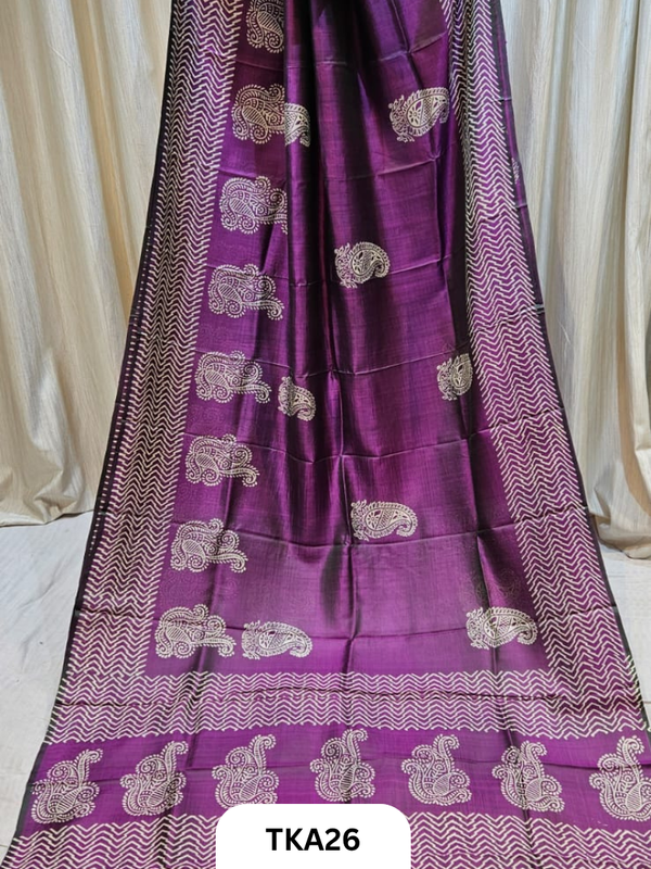 Pure Bishnupuri Silk Dual Shade Handblock