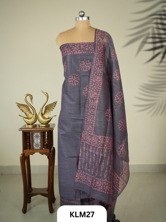 Semi Tussar Salwar Unstitched 3Pc Set