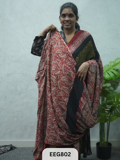 MODAL AJRAKH BANDHEJ SAREE