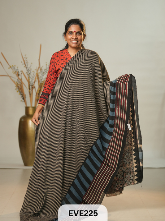 Chinon Chiffon Ajrakh Print Saree